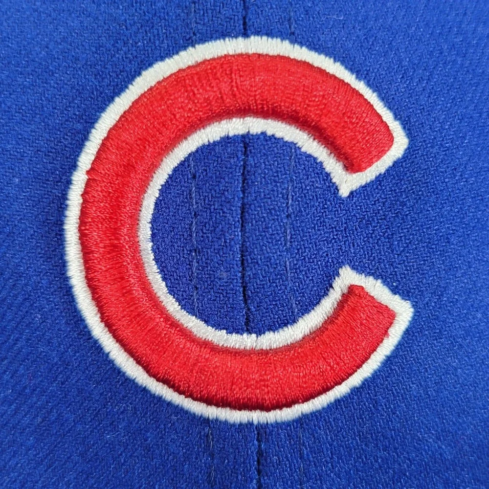 Chicago Cubs Baseball Hat Cap Mens 7-1/8 Blue New Era 59Fifty Fitted Wide Brim